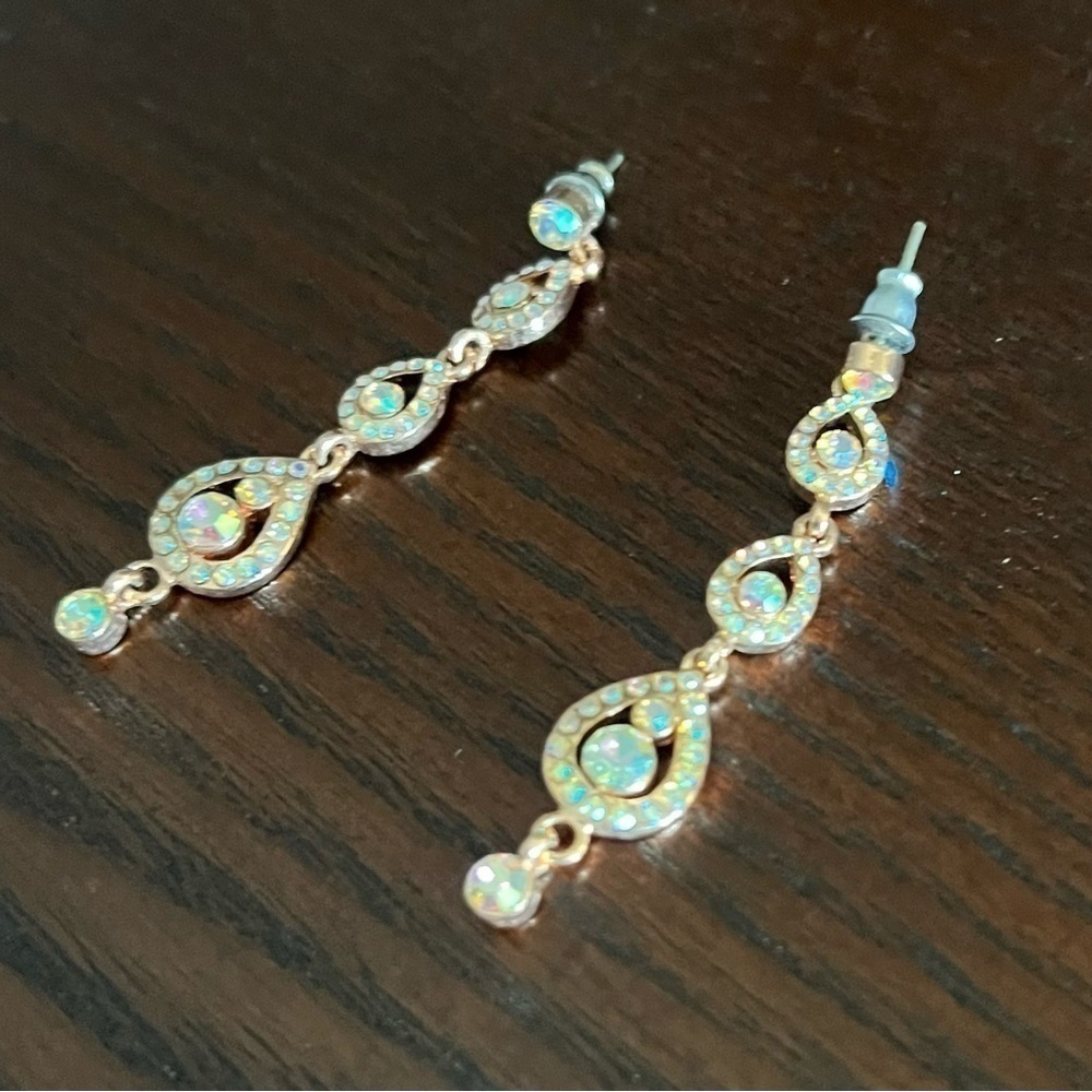 Rose gold and iridescent crystal earrings